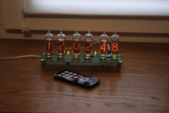 Nixie tube clock, include IN-14 tubes and plywood case
