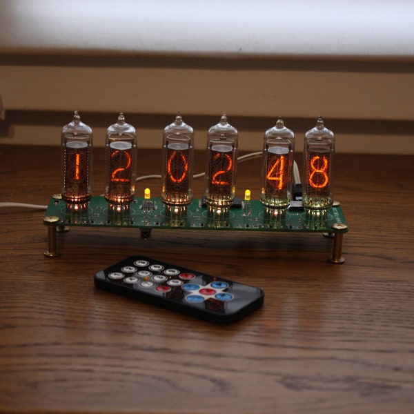 Nixie tube clock include IN-14 tubes and case old school combined with handmade retro decor art Vintage Table Clock USB type C