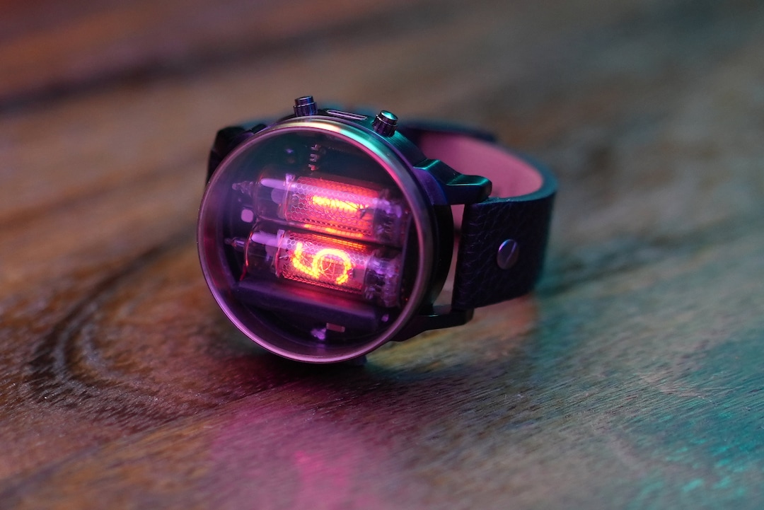 Nixie Tube Watch Wrist IN 16 Clock Ticker Style Compact Neon lit Wristwatch Glowing Gas Discharge Tubes With Modern Ergonomics Wearable Etsy