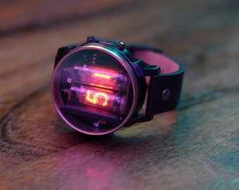 Zegarek Nixie Tube na nadgarstek IN-16 Kompaktowy zegarek w stylu zegara z podświetleniem neonowym, świecące lampy wyładowcze z nowoczesną ergonomią, nadający się do noszenia