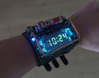 Nixie era vfd montre-bracelet horloge steam punk portable IVL2-7/5 basé type C réveil automatique