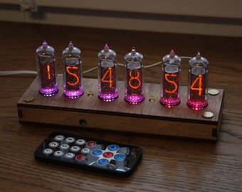 Nixie tube clock include IN-14 tubes and case || old school combined with handmade retro decor art Vintage Table Clock USB type C