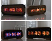 Nixie tube clock, includes IN-12 tubes, remote control, temperature sensor, alarm, and motion sensor are optional