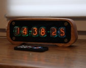 Nixie tube clock with IN-12 tubes with enclosure fully assembled, handmade retro decor art, Vintage Table Clock