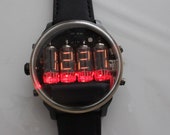 nixie tube watch wrist IV-16 clock ticker style compact numitron wristwatch optional auto wake up action and USB type C wireless charge