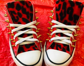 Leopard spiked Converse shoes