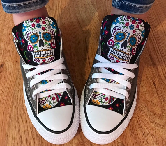 sugar skull cat converse