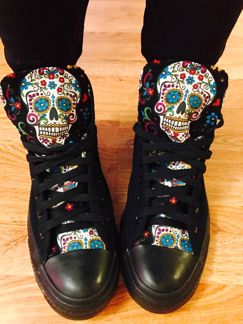 Sugarskull Converse Chuck Taylors High Tops image 2