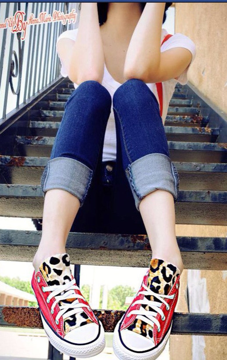 leopard print with red shoes