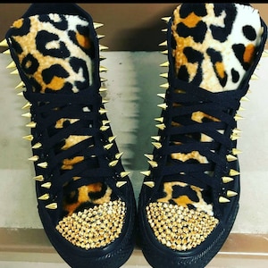 Rhinestone Converse Shoes with spikes