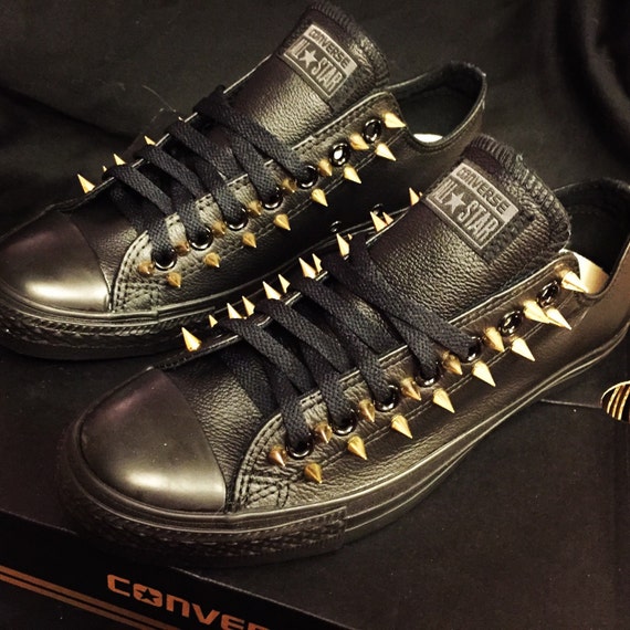 Black Leather Converse Shoes -