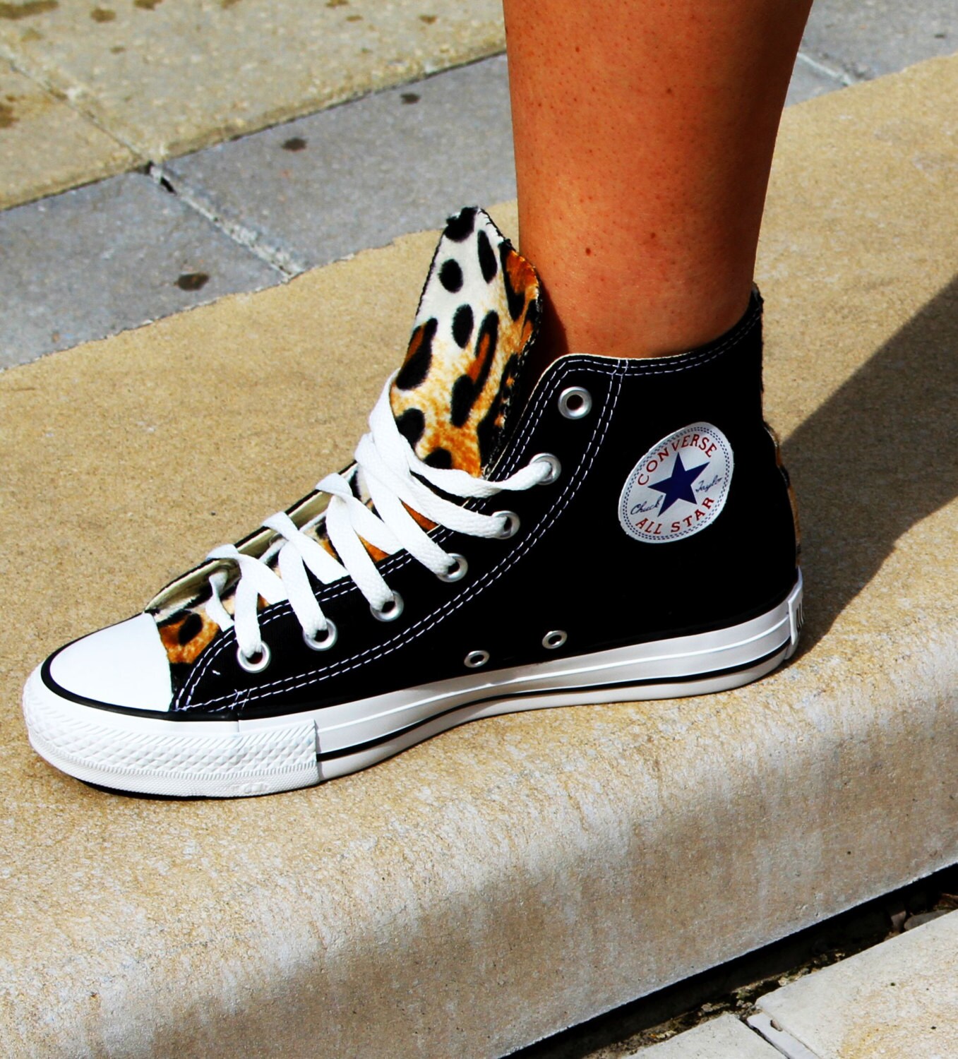stout zal ik doen Lengtegraad Leopard Print Converse Chuck Taylor All Star Shoes - Etsy