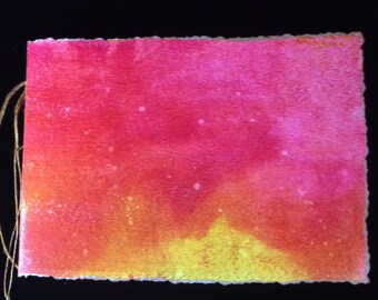 Decoupaged Covered, Hand-Bound, Blank Watercolor Paper Journal 4"x 6"