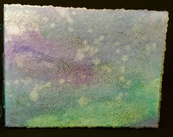 Decoupaged Covered, Hand-Bound, Blank Watercolor Paper Journal 4"x 6"