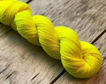 Yarn, PRE-ORDER, wear your shades, solid yellow yarn, neon yarn, yellow yarn, sw merino yarn, worsted yarn, dk yarn, fingering yarn, sock