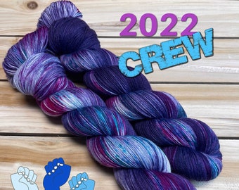 yarn, 2022 crew, PRE-ORDER, purple yarn, indie dyed yarn, hand dyed yarn, worsted yarn, dk yarn, sock yarn,