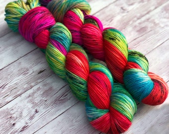 yarn,PRE-ORDER, Wild Child, sw merino, sock yarn,bright pink yarn, coral yarn, hand dyed yarn, indie dyed yarn, worsted yarn, dk, sock yarn