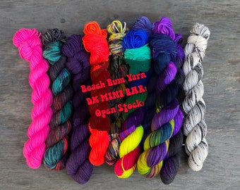 yarn, half skeins, sw merino yarn, ready to ship, open stock, speckled dk yarn, solid dk yarn, dk, indie dyed yarn, hand dyed yarn,