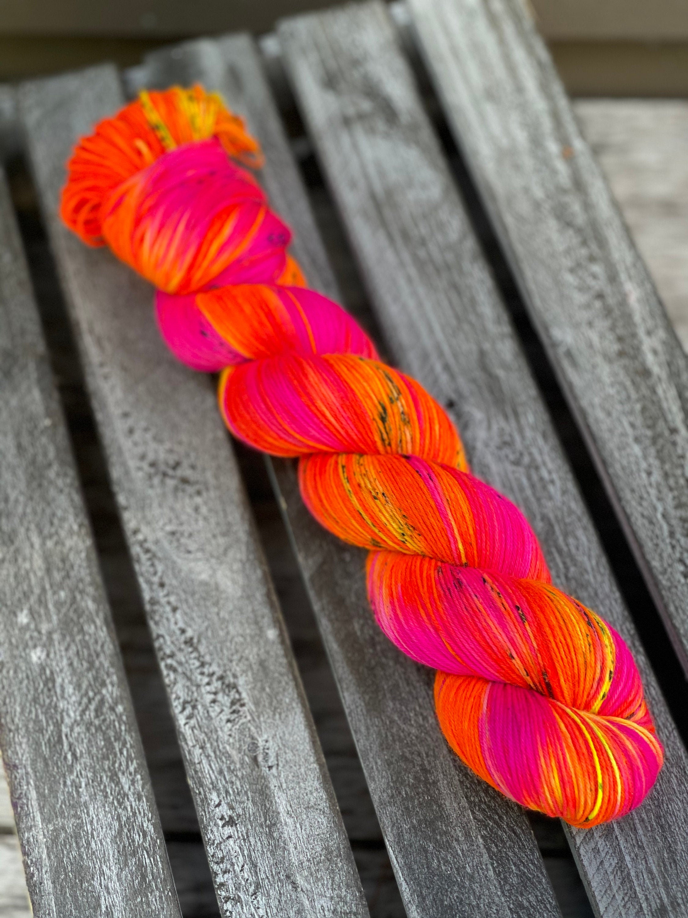 yarn,PRE-ORDER, rio, orange and pink yarn, hand dyed worsted, hand dy…