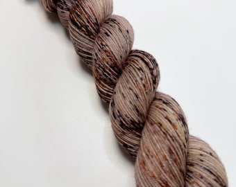 PRE-ORDER | Coffee Break Speckled Yarn | Hand Dyed Sw Merino Wool Blend | Worsted DK Sock Weight Base | Neutral Brown Espresso Tonal
