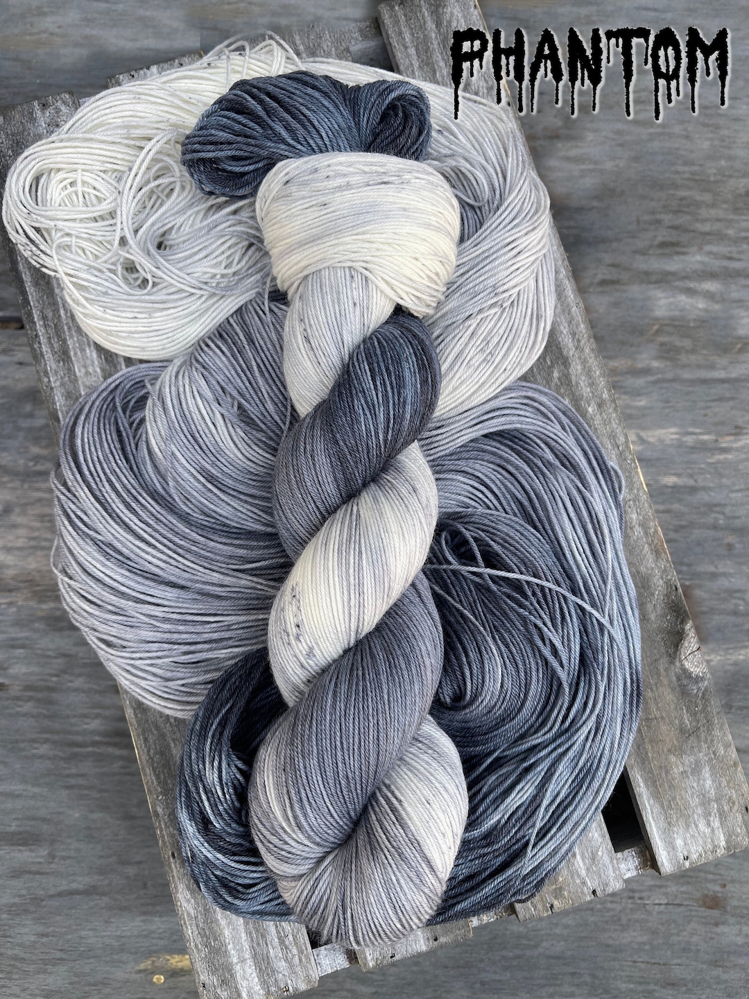 Yarn, Phantom, PRE-ORDER, Black Gray and White Yarn, Grayscale Yarn ...