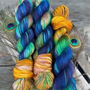 Plume Pre-Order: Hand-Dyed Blue & Gold Merino Wool Yarn