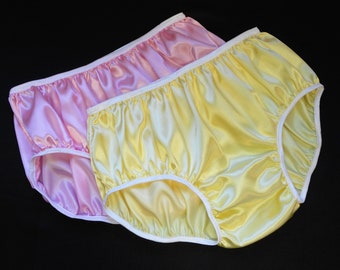 Custom SM/MD Hipster 2 Pair Custom Made Small/Medium Single Layer Hipster Cut Satin Panties for Men Women Choice of Color