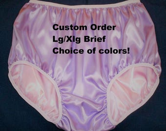 Double Satin Briefs Panties / Diaper Cover Your choice of color! Large/XLarge Reversible Adult Sissy Baby