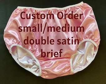Custom Made Double Satin Small/Medium Reversible Women's Briefs Panties for Men