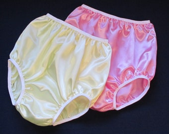 Custom LG/XLG Brief 2 Pair Custom Made Single Layer Brief Cut Satin Panties for Men Women Choice of Color