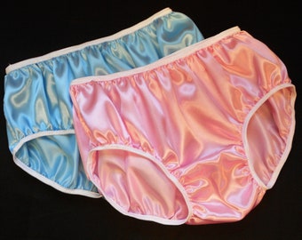 Custom LG/XLG Hipster 2 Pair Custom Made Lg/XLg Single Layer Hipster Cut Satin Panties for Men Women Choice of Color
