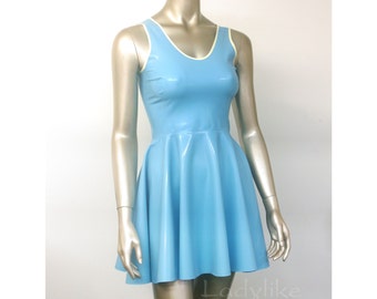 Latex Rubber Minikleid mit Tellerrock