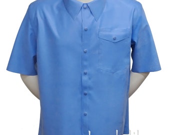 Mens Latex Rubber Short Sleeve Shirt with breast pocket and epaulets - 0.40mm