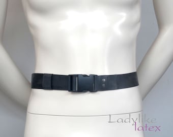 Adjustable Latex Belt with Plastic Side Release Buckle - Black or Trans Smoky Black