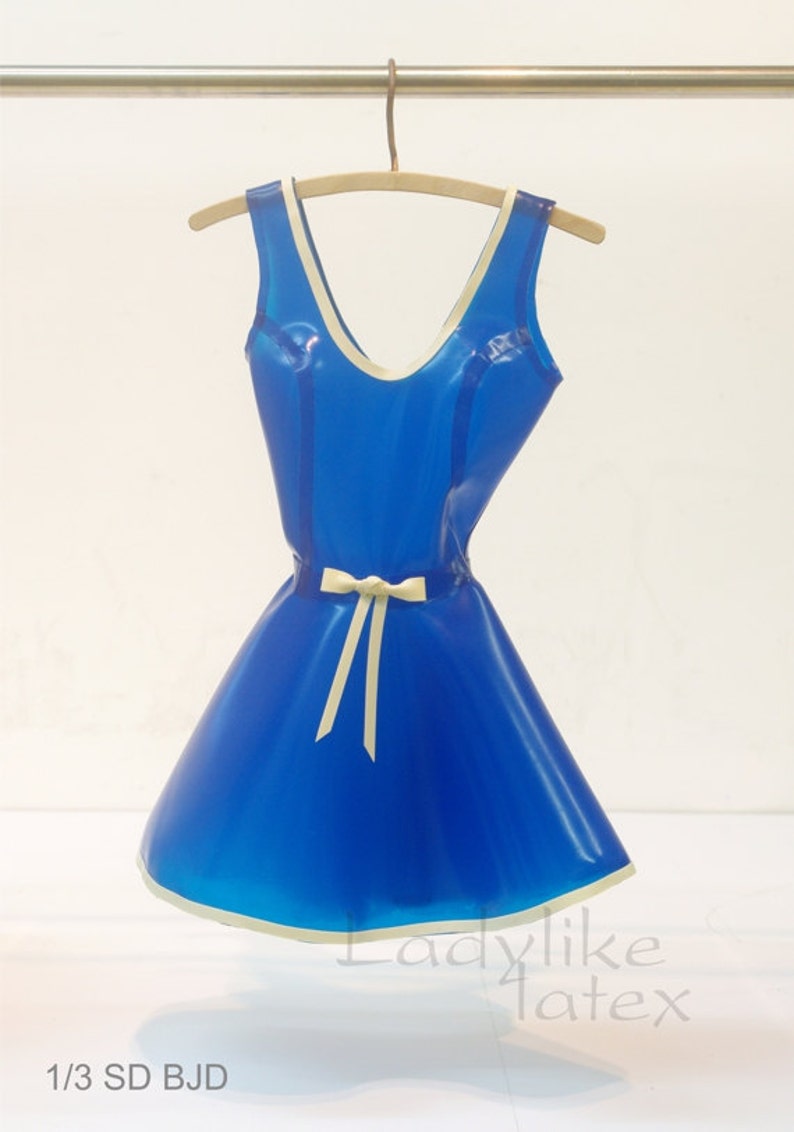 Latex Rubber Mini Dress with Full Skirt: Made-to-Measure BJD Doll Clothes image 4