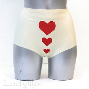 Hearts Motif Latex Rubber High Waist briefs