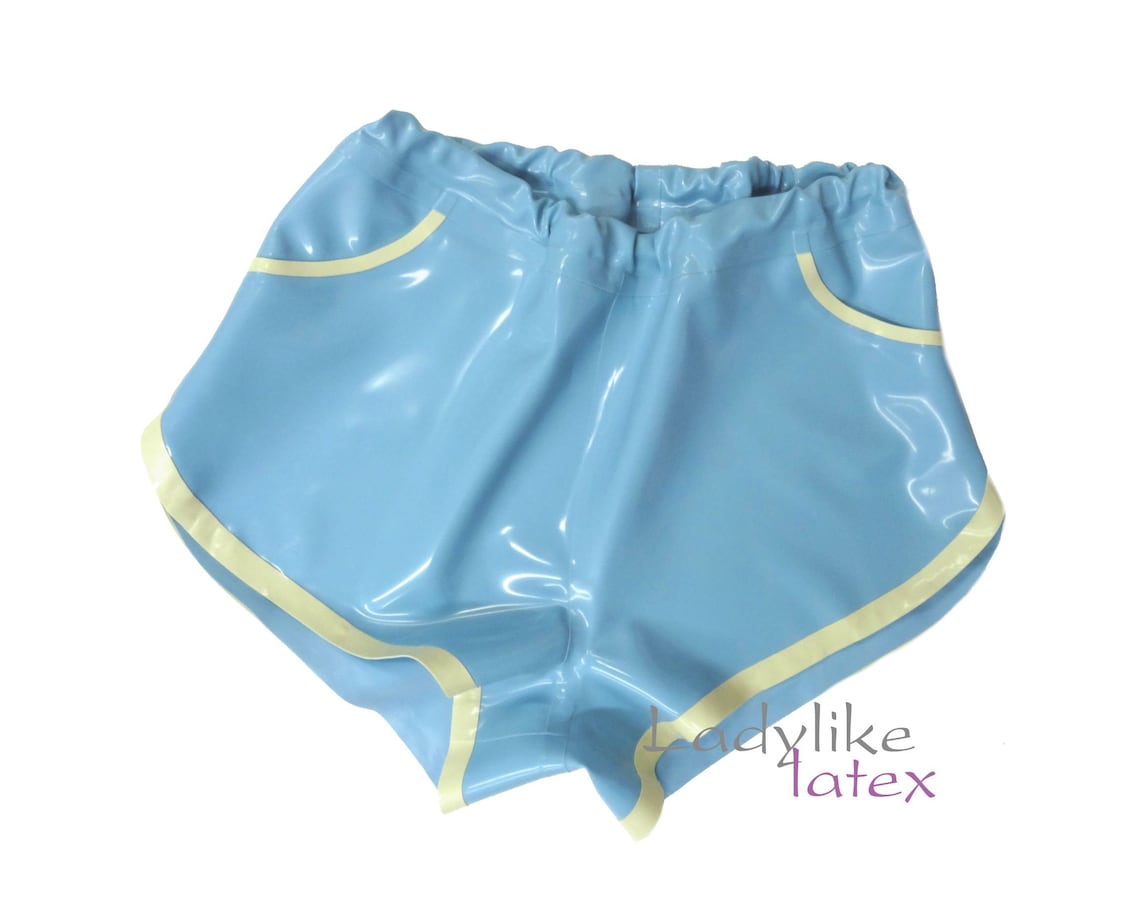 Womens Latex Rubber Shorts with front pockets Etsy