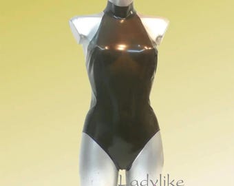 Halter Neck Latex Rubber Body / Sleeveless Leotard / Swimsuit