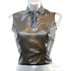 Sleeveless Polo Top in translucent latex