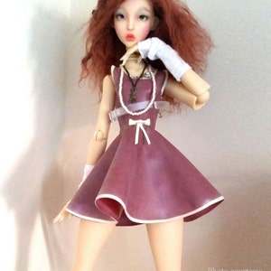 Latex Rubber Sleeveless Mini dress with full skirt Made to Measure for 1/3 SD BJD Dolls