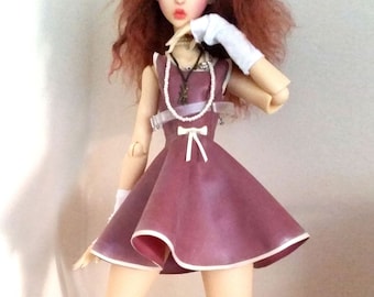 Mini abito in lattice di gomma con gonna ampia: vestiti per bambole BJD su misura