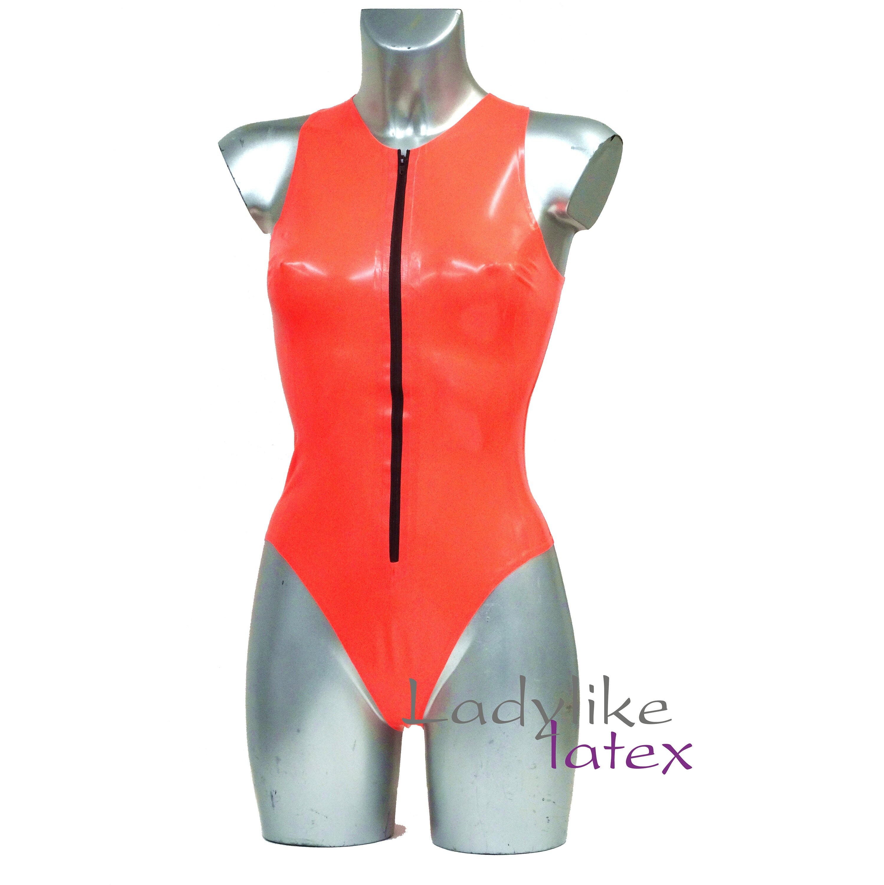 Latex Rubber Zip Front Body / Sleeveless Leotard / Swimsuit - Etsy ...
