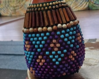 Beaded Dried Gourd Rattle, Shekere' Percussion Musical Instrument, Cabasa, Agbe', Drummers Set Up, Hand Made Maracas, Shaker