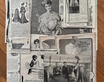 Paquete de papel de revista vintage: manualidades, diario, coleccionismo, fabricación de tarjetas