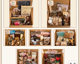 Junk Swagger Craft Destash Box – Mixed Media, Vintage, Embellishments, IOD Transfers, Moulds, Bells, Tinsel