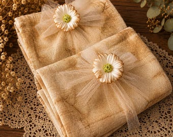 3 pc. Bundle/ Coffee stained Tobacco cloth- crafts, primitive, farmhouse, sewing, cottage