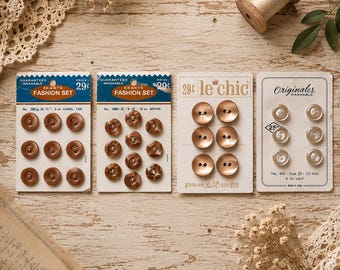 Vintage Buttons on Original Card - Sewing Notions | Carded Buttons | Junk Journal Supply | Ephemera |
