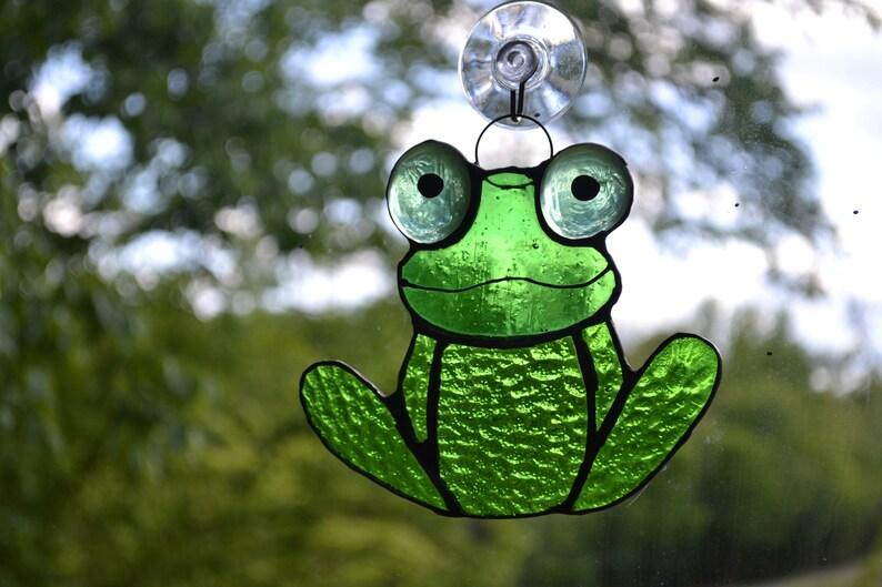 Stained glass suncatcher frog Etsy