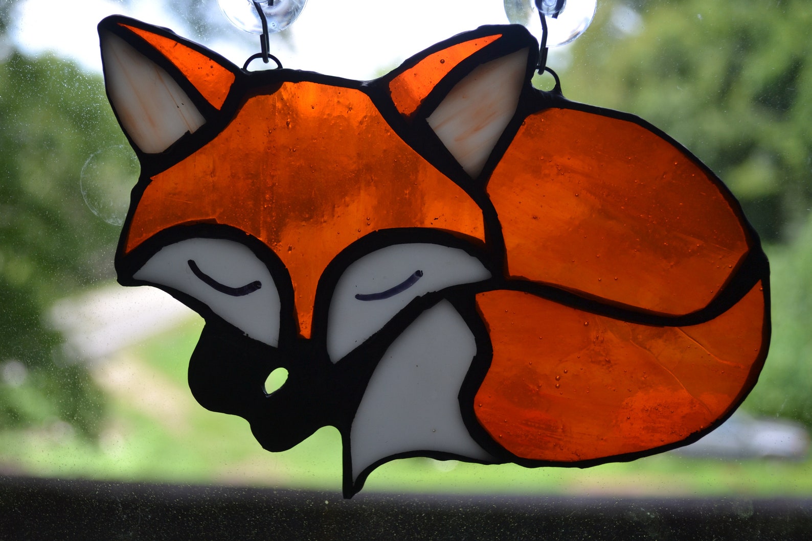Stained glass suncatcher baby fox Etsy