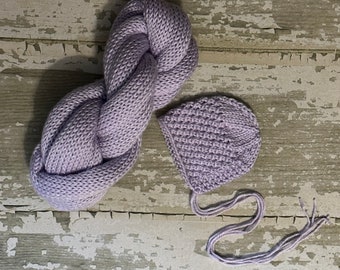 The {Iced Lavender} Newborn Basket Weave Bonnet & Knit Wrap Set